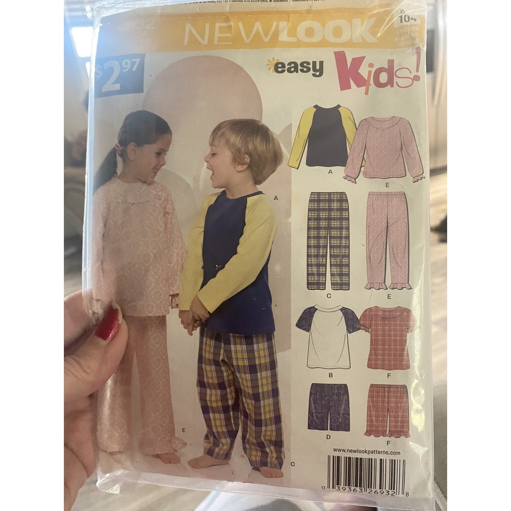 New Look 6932 Kids Sewing Pattern Loungewear Pajamas Size 1/2-3 Uncut
